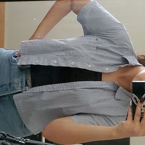 Blue and white stripped buttoned shirt